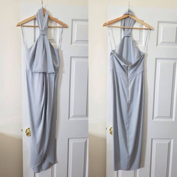 Shona Joy Knot Draped Dress in Powder Blue 4 $279 - Picture 2 of 11